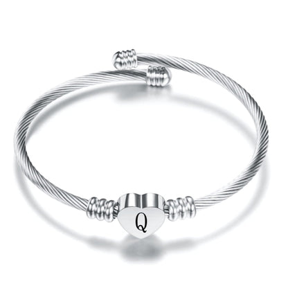 Bracelet Ajustable Lettre A à W - Argent 925