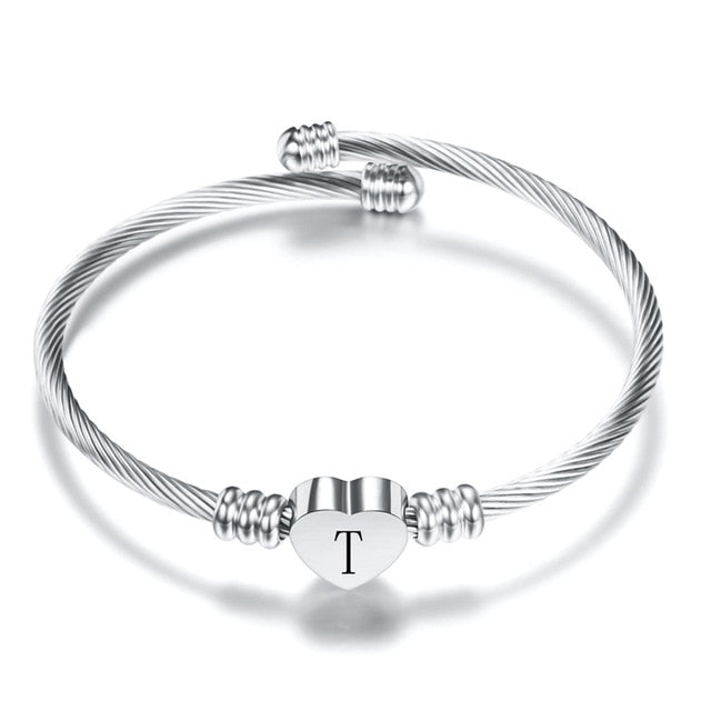 Bracelet Ajustable Lettre A à W - Argent 925