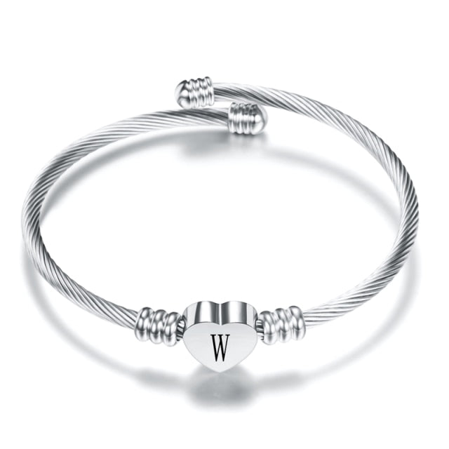 Bracelet Ajustable Lettre A à W - Argent 925