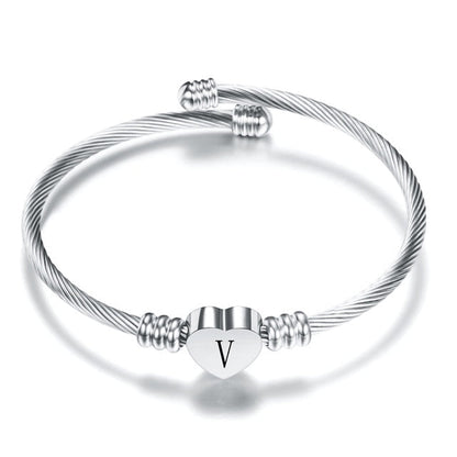 Bracelet Ajustable Lettre A à W - Argent 925