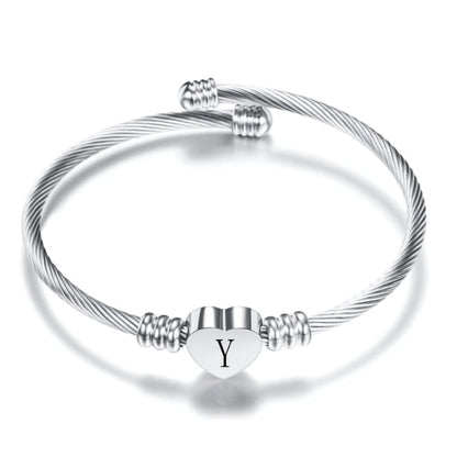 Bracelet Ajustable Lettre A à W - Argent 925