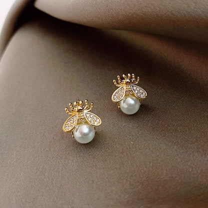 Pendientes de Abeja con Perla