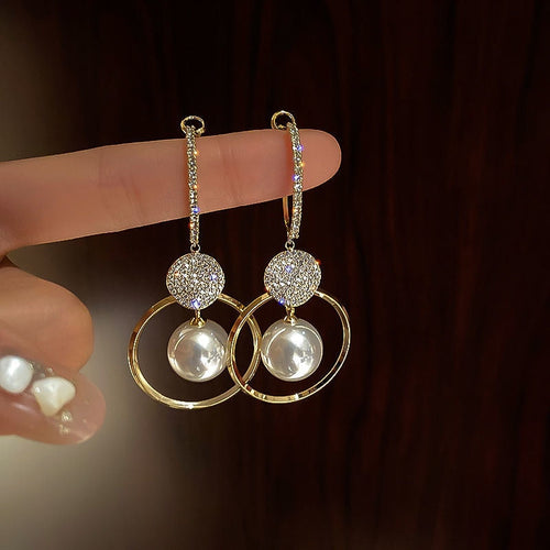 Aretes de perlas con circonitas