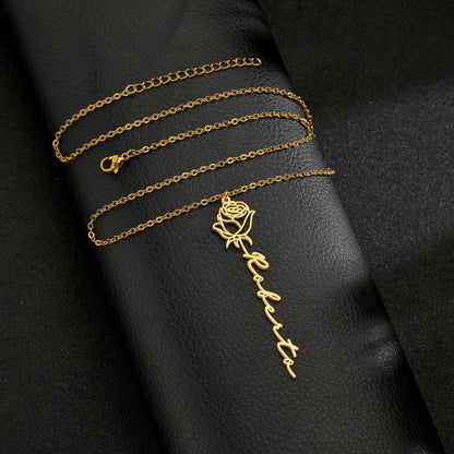 Collier « Jardin de la Vie » – Le Prénom et la Fleur qui Racontent son Histoire (Personnalisé)