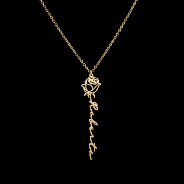 Collier « Jardin de la Vie » – Le Prénom et la Fleur qui Racontent son Histoire (Personnalisé)