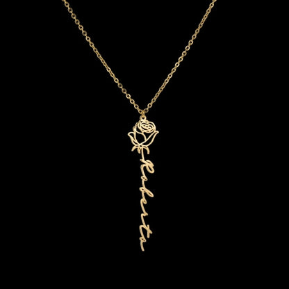 Collier « Jardin de la Vie » – Le Prénom et la Fleur qui Racontent son Histoire (Personnalisé)