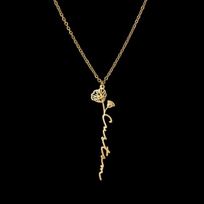 Collier « Jardin de la Vie » – Le Prénom et la Fleur qui Racontent son Histoire (Personnalisé)