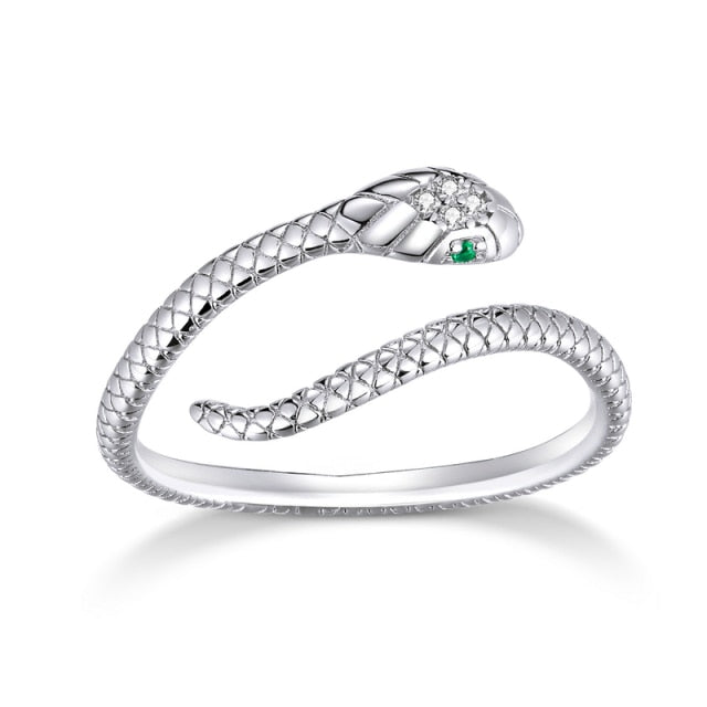 Anillo Ajustable De Serpiente - Plata 925