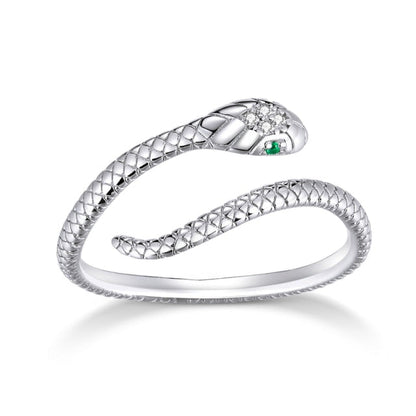 Anillo Ajustable De Serpiente - Plata 925
