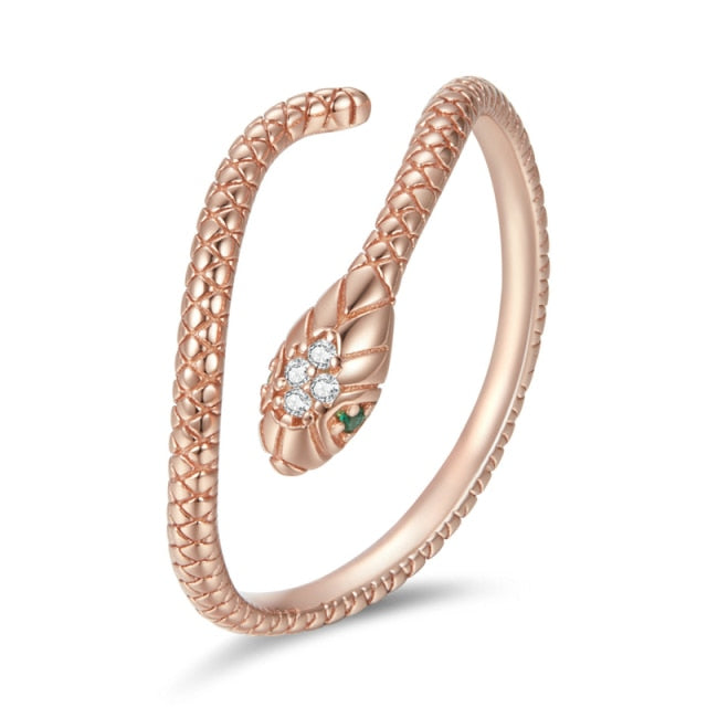Anillo Ajustable De Serpiente - Plata 925