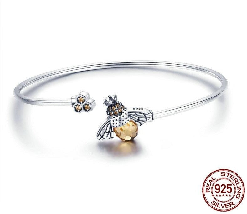 Pulsera Bee Flies - Plata 925 - Piedra de Circonita - Edición Limitada