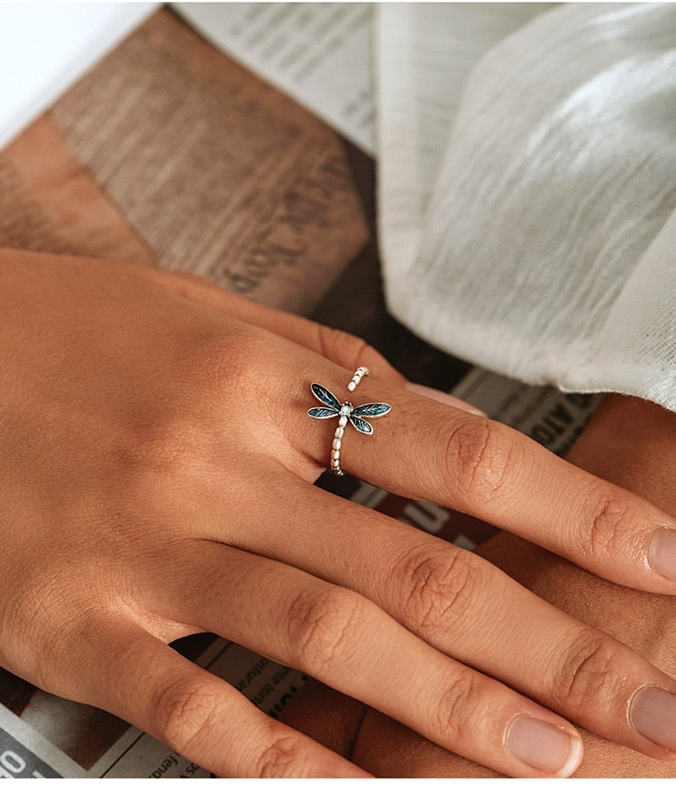 Anillo Libélula Ajustable - Plata 925