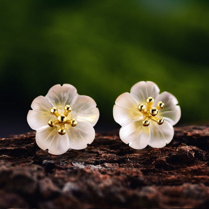 Pendiente Flor en la Lluvia de Tuerca - Plata 925