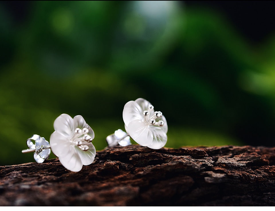 Pendiente Flor en la Lluvia de Tuerca - Plata 925