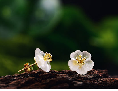 Pendiente Flor en la Lluvia de Tuerca - Plata 925