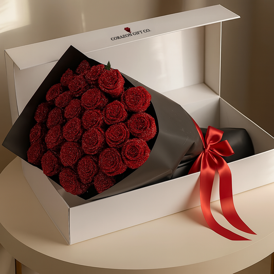 Ramo de rosas con purpurina