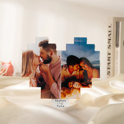 Cadre Cœur avec Photos et Prénoms Personnalisés