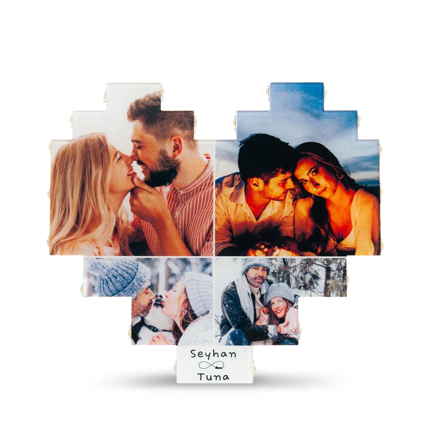 Cadre Cœur avec Photos et Prénoms Personnalisés