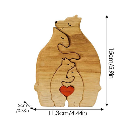 Sculpture « Famille Ours » – L'Étreinte qui Nous Unit (Bois Personnalisé)