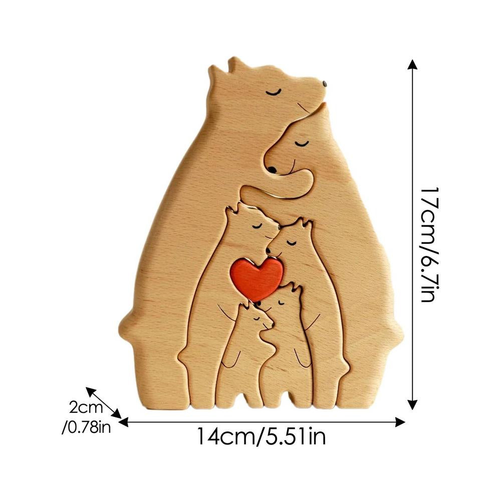 Sculpture « Famille Ours » – L'Étreinte qui Nous Unit (Bois Personnalisé)
